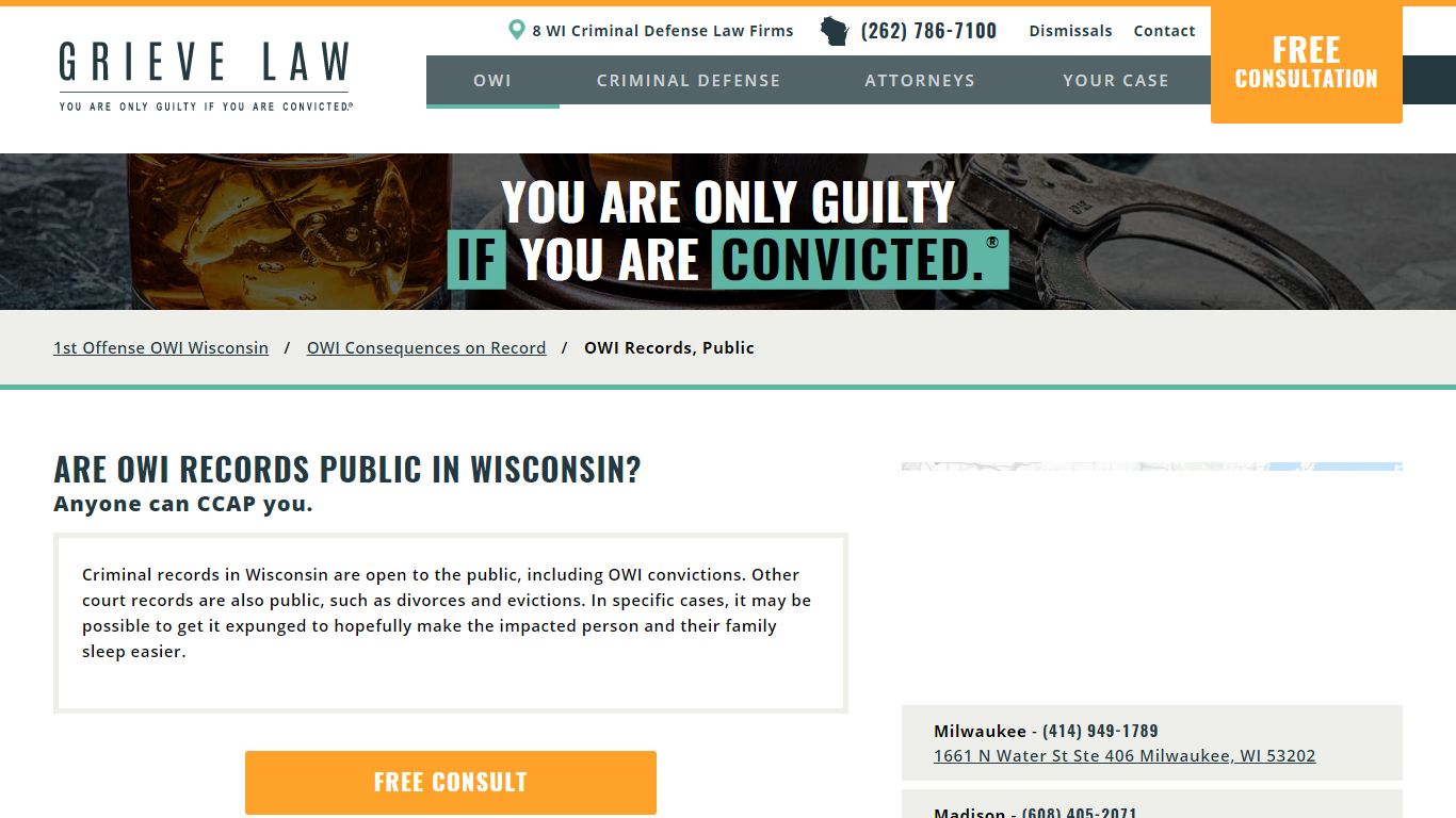 Are OWI records public in Wisconsin? Anyone can CCAP you. - Grieve Law